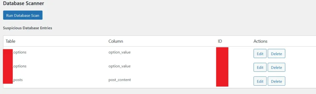 Database Malware Scan