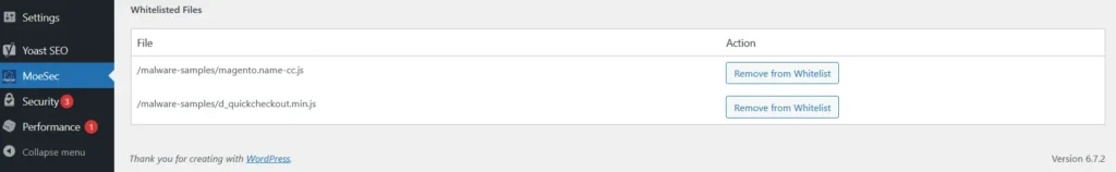 Whitelisted Files