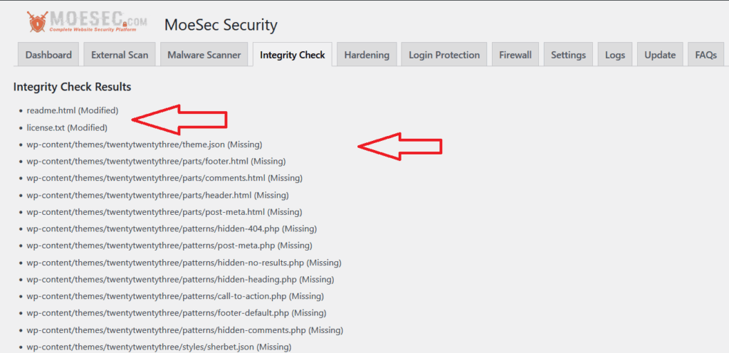 WP integrity Check