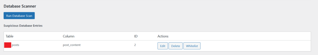 Database Scanner Option