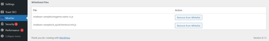 Whitelist Sections